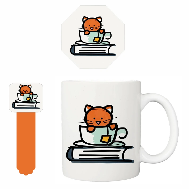 ماگ مدل 1355 به همراه زیر لیوانی و بوک مارک