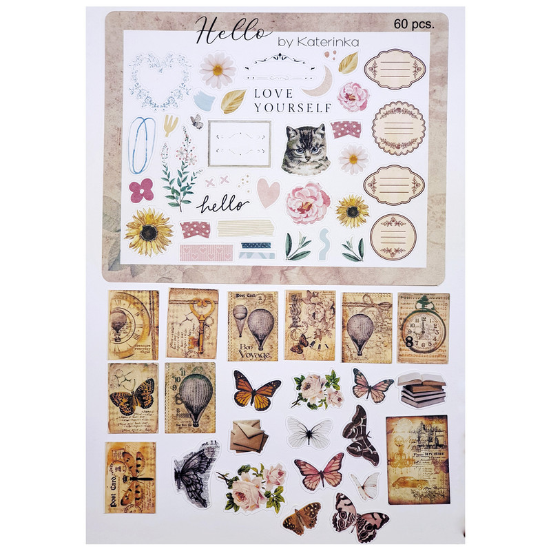 برچسب طرح برش خورده بولت ژورنال و اسکرپ بوک مدل Hello بسته 60 عددی