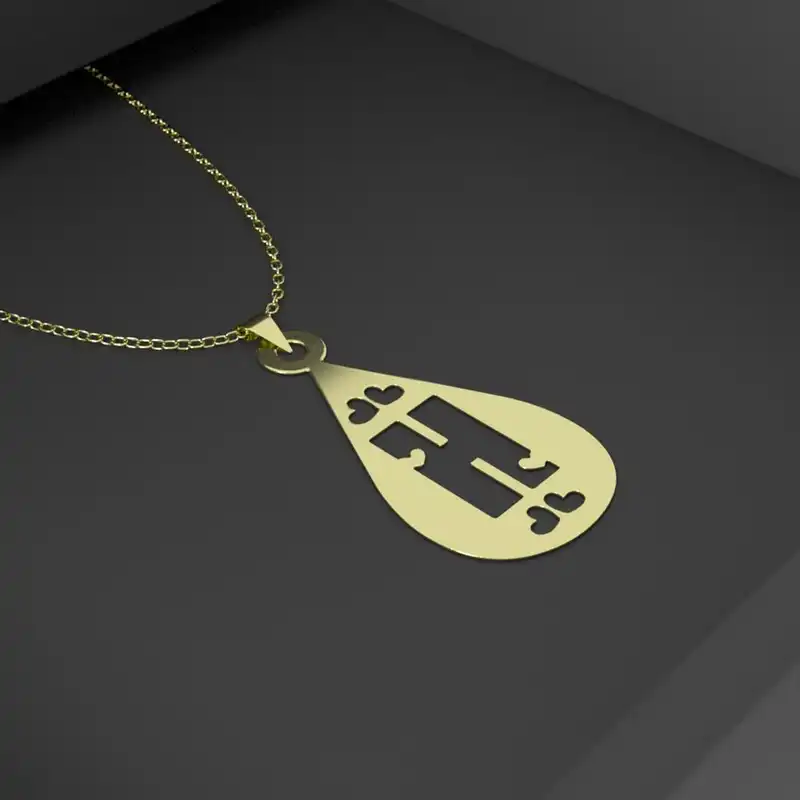 گردنبند طلا 18 عیار زنانه مدوپد مدل حرف H کد GBA10183 به همراه باکس گل رز جاویدان