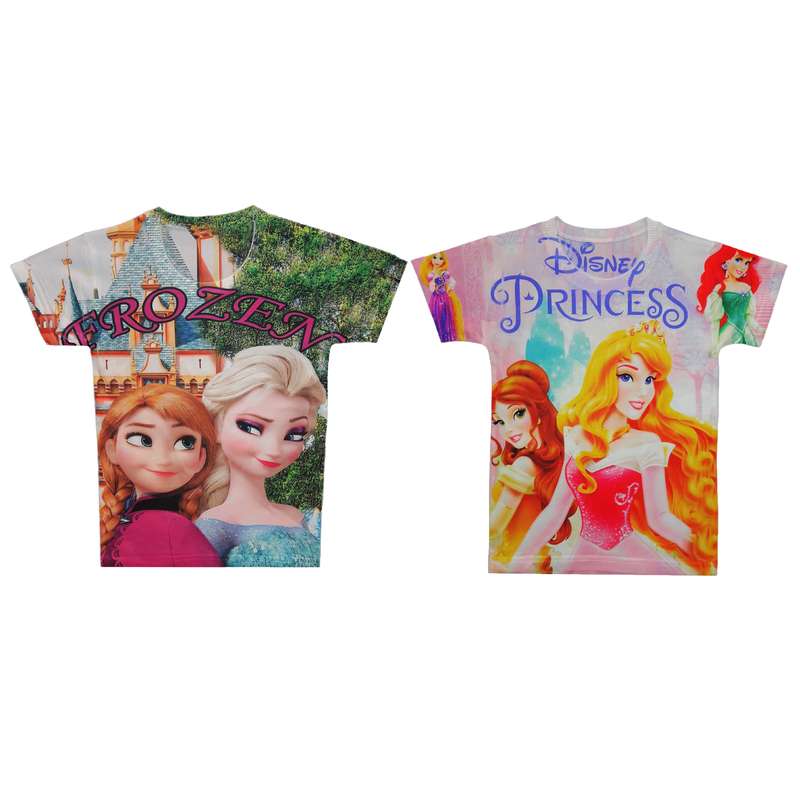 تی شرت دخترانه طرح السا و آنا و پرنسس بل کد Z10 مجموعه 2 عددی