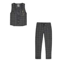 ست جلیقه و شلوار رسمی پسرانه مدل چهارخانه