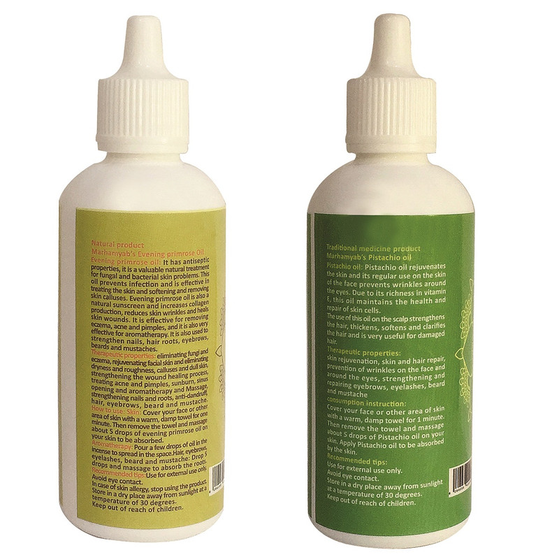 روغن تقویت کننده مو، مژه و ابرو مرهم یاب مدل پسته و گل مغربی حجم 80 میلی لیتر مجموعه 2 عددی روغن تقویت کننده مو، مژه و ابرو مرهم یاب مدل پسته و گل مغربی حجم 80 میلی لیتر مجموعه 2 عددی