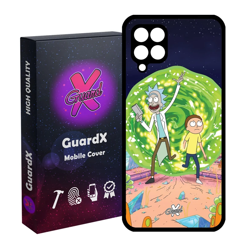 کاور گارد ایکس طرح Rick and Morty مدل Glass10190 مناسب برای گوشی موبایل سامسونگ Galaxy A12