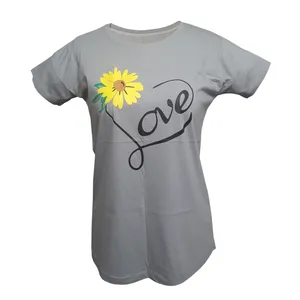 تی شرت آستین کوتاه زنانه مدل لاو گل 