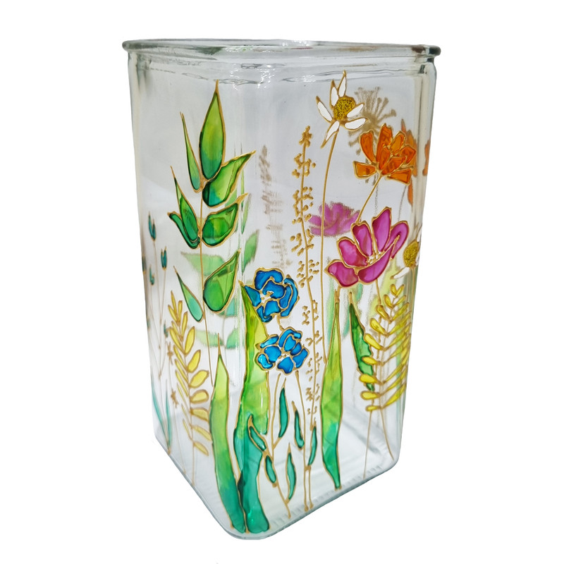 گلدان شیشه ای طرح گلزار کد 01