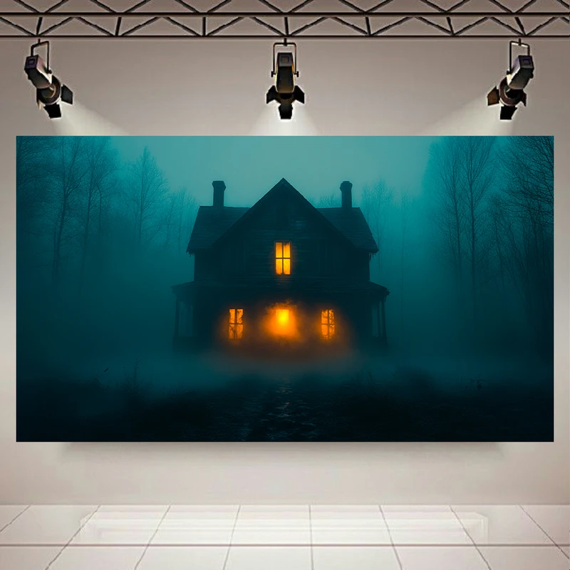 پوستر طرح مخمل مدل خانه مخوف مه آلود کد AR302680