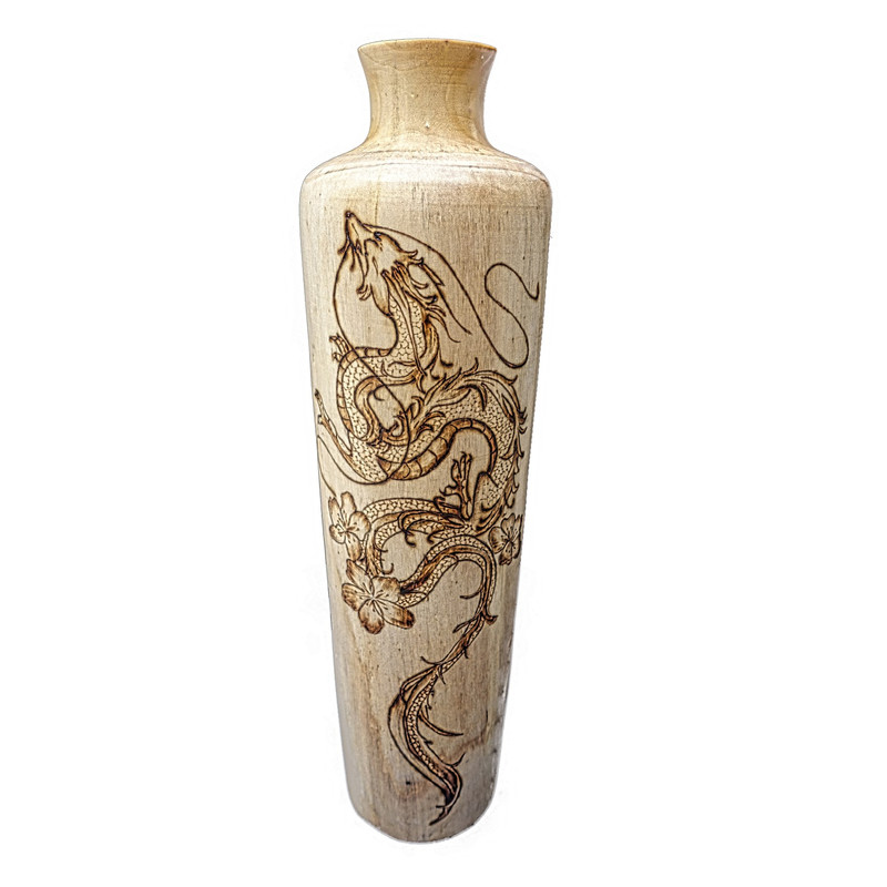 گلدان چوبی مدل دست ساز طرح اژده ها