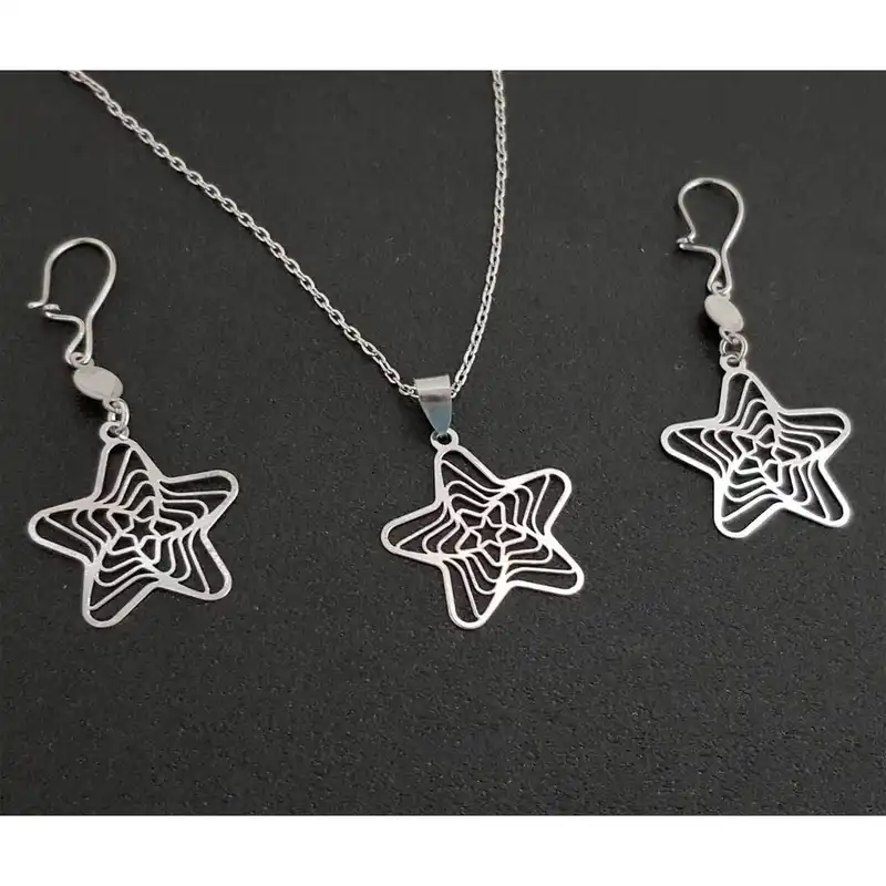 نیم ست نقره زنانه مدل ستاره کد AB003