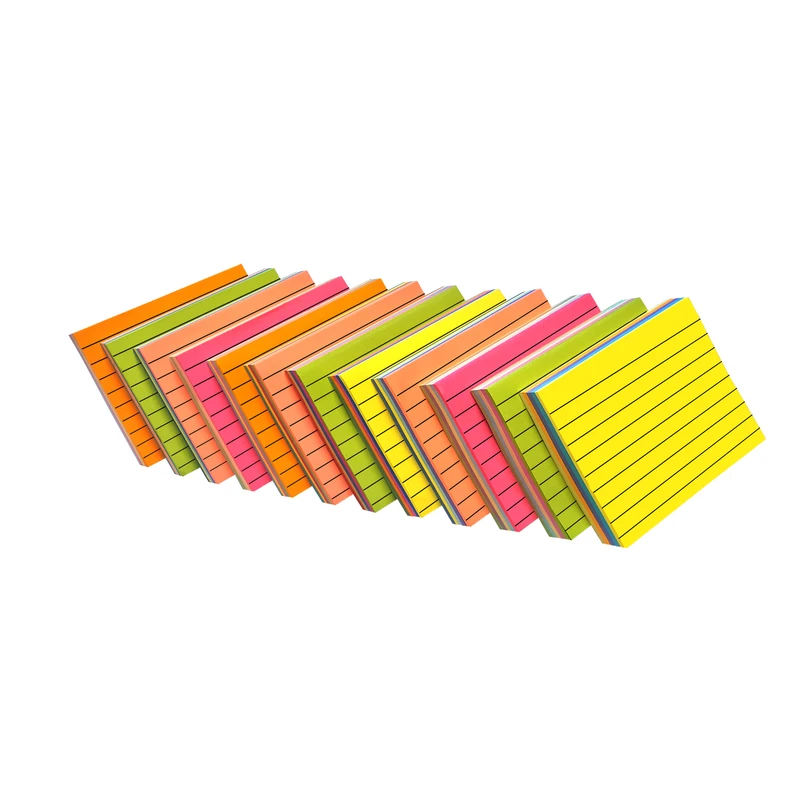 کاغذ یادداشت چسب دار مدل رنگی خط دار سایز 10x7.5 سانتی متر بسته 12 عددی