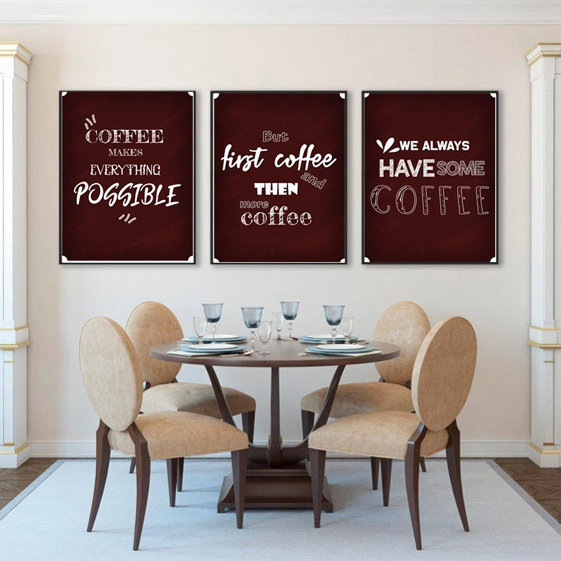 تابلو مدل آشپزخانه قهوه کد 14000505 مجموعه سه عددی