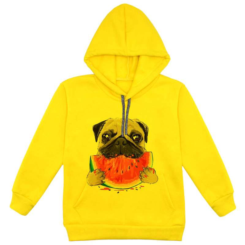 هودی پسرانه مدل سگ و هندونه F53 رنگ زرد