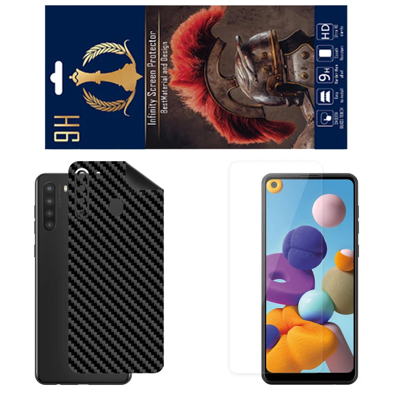 برچسب پوششی اینفینیتی مدل FC مناسب برای گوشی موبایل سامسونگ Galaxy A21 به همراه محافظ صفحه نمایش