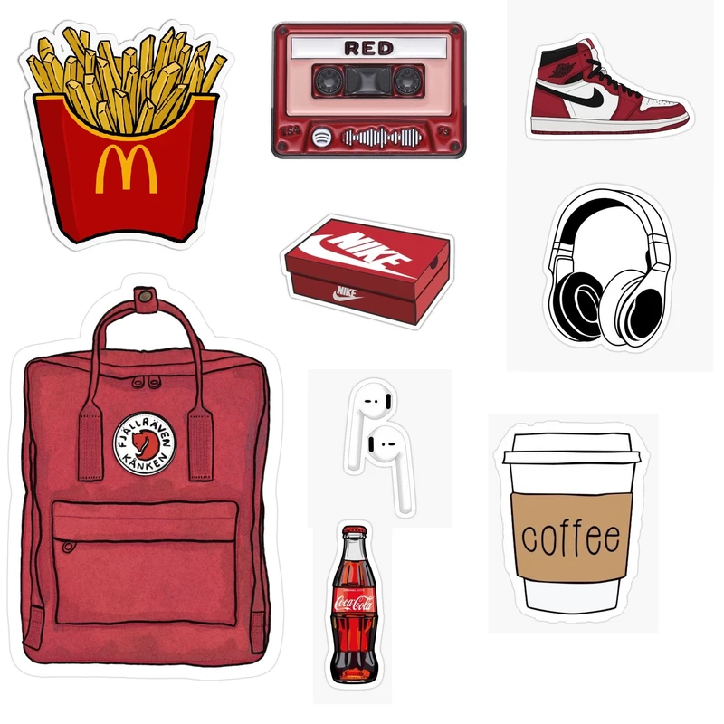 استیکر لپ تاپ، تبلت و موبایل طرح مک دونالد و کوله پشتی کد 795 مجموعه 9 عددی