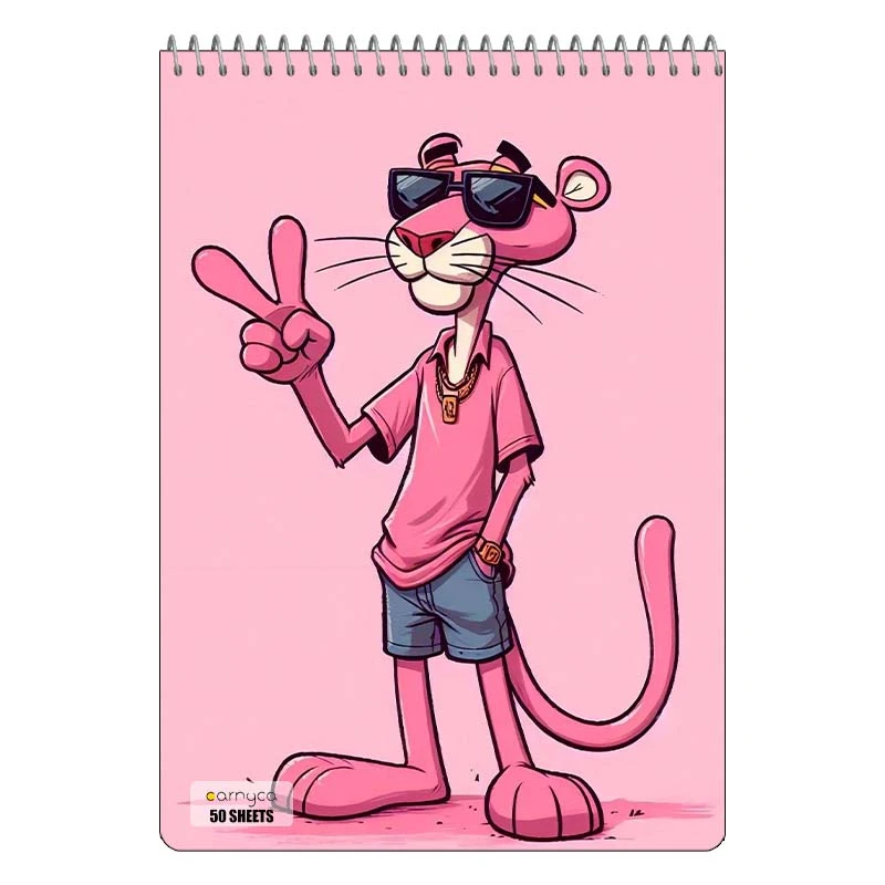 دفتر نقاشی 50 برگ سیمی کارنیکا طرح پلنگ صورتی pink panther کد 55336
