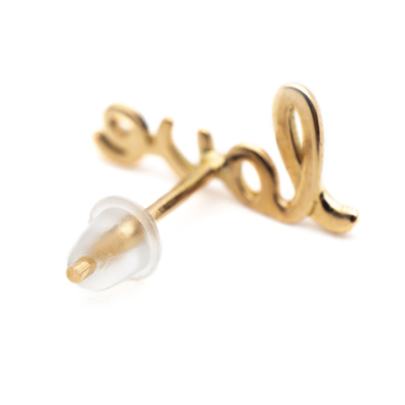 گوشواره طلا 18 عیار زنانه مدل میخی عشق