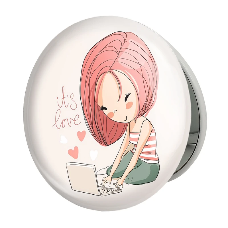 آینه جیبی خندالو طرح دخترونه مدل تاشو کد 6071 