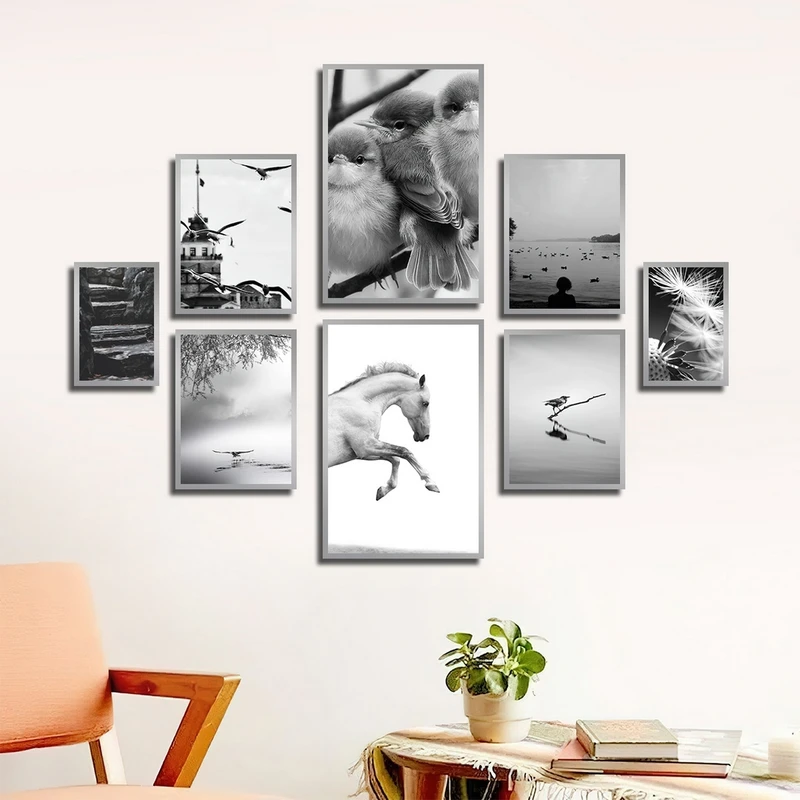 تابلو بکلیت طرح طبیعت و پرنده مدل SI-2390 مجموعه 8 عددی