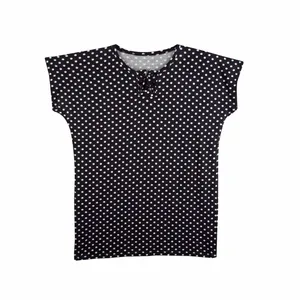 تی شرت آستین کوتاه زنانه مدل خال خالی رنگ مشکی