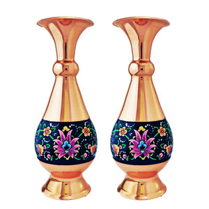 گلدان مسی نگارستان نیلی مدل پرداز کد 1605 بسته دو عددی