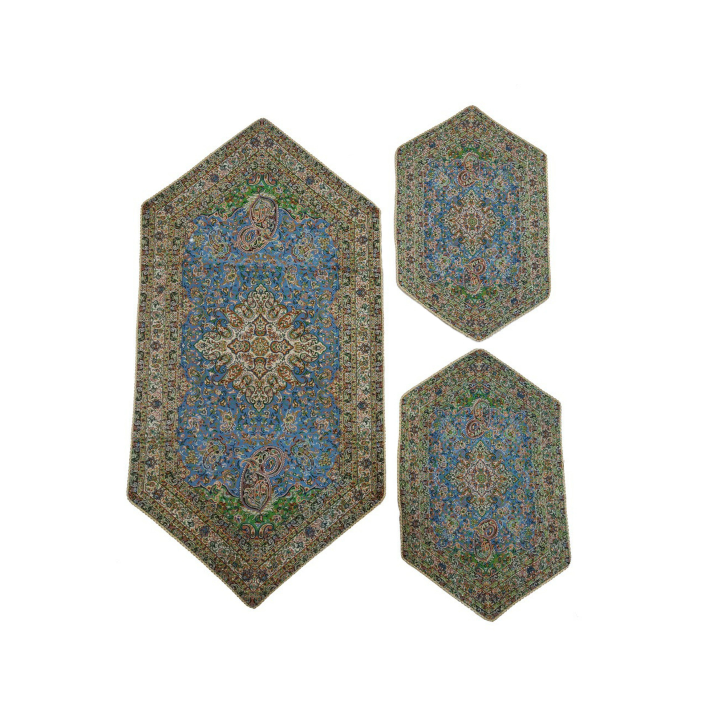 ست 3 تکه رومیزی ترمه حسینی طرح مهستان کد 65