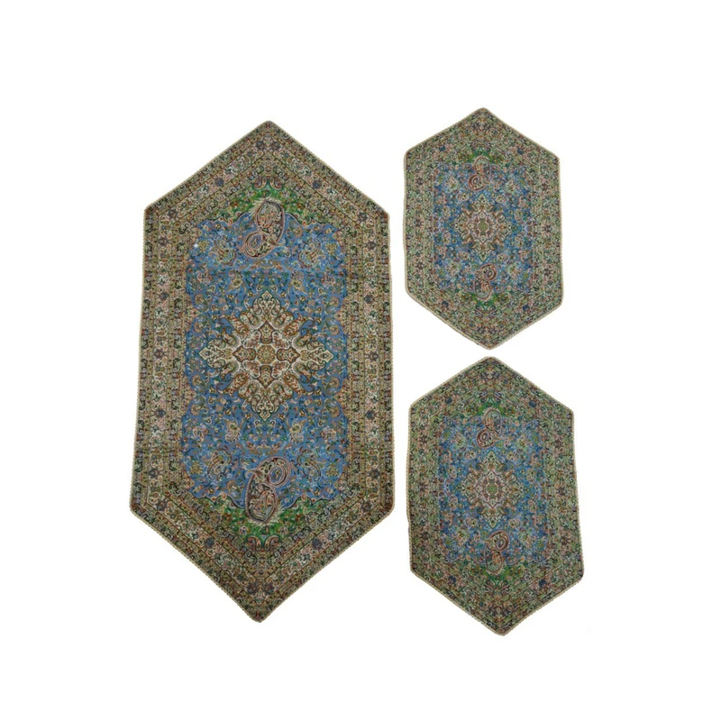 ست 3 تکه رومیزی ترمه حسینی طرح مهستان کد 65