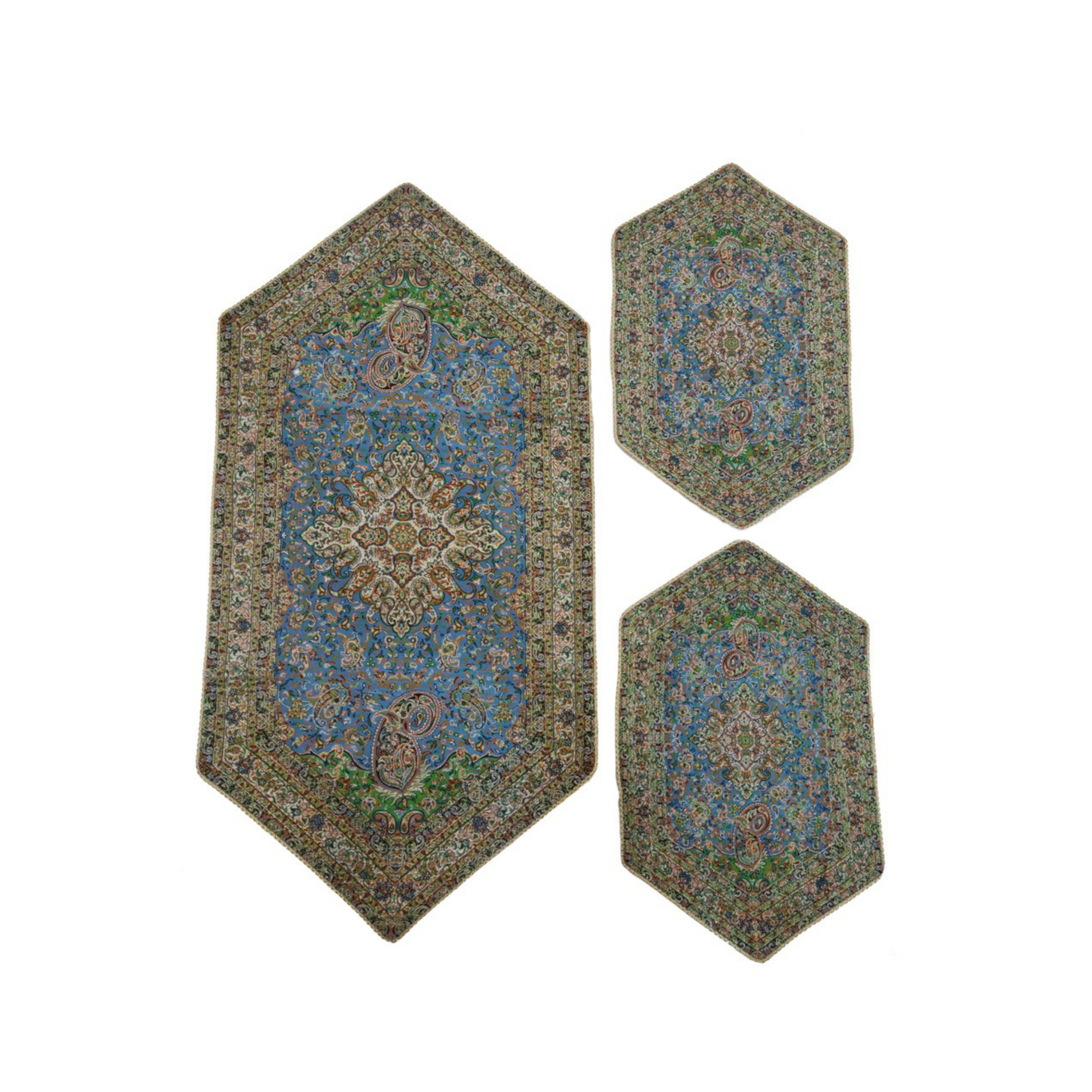 ست 3 تکه رومیزی ترمه حسینی طرح مهستان کد 131