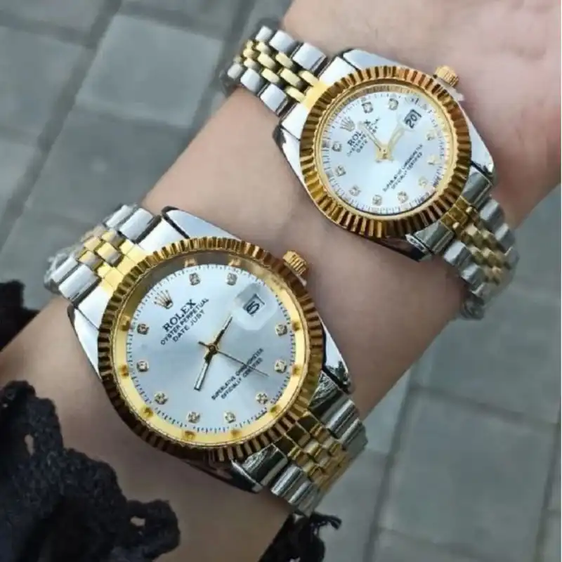 ست ساعت مچی عقربه ای زنانه و مردانه  مدل دیت جاستsfd1