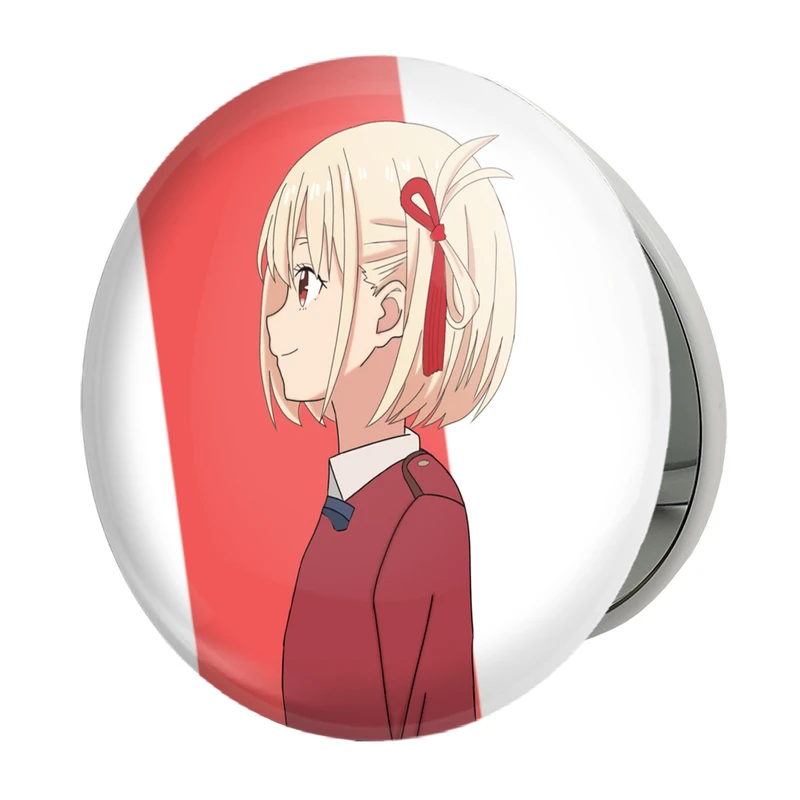 آینه جیبی خندالو طرح چیساتو انیمه لیکوریس ریکویل Lycoris Recoil مدل تاشو کد 23087 