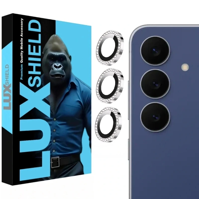 محافظ لنز دوربین لوکس شیلد مدل نگین دار مناسب برای گوشی موبایل سامسونگ Galaxy S25 FE