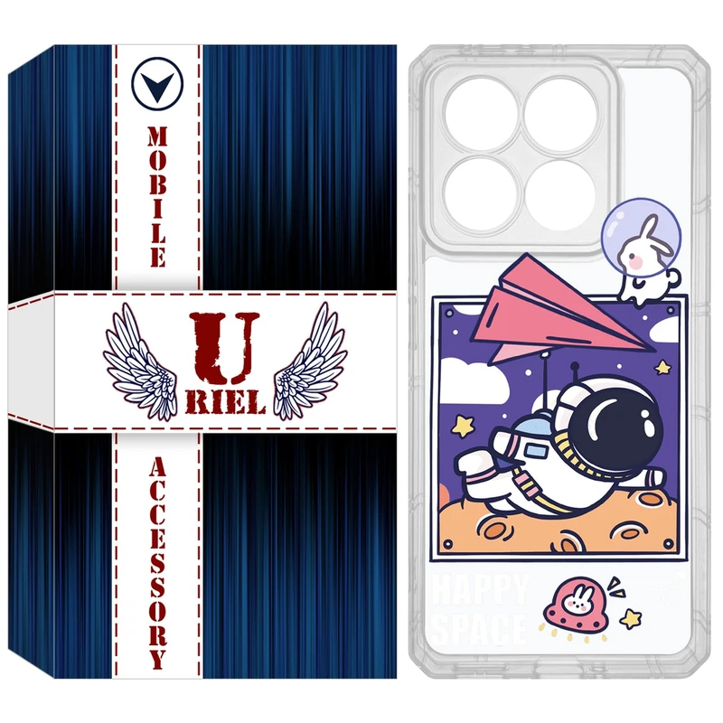 کاور یوریل مدل Clear کد 22 طرح فضانورد مناسب برای گوشی موبایل شیائومی 14T / 14T Pro