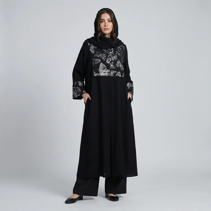 مانتو عبایی زنانه مدل پروانه ژاکارد