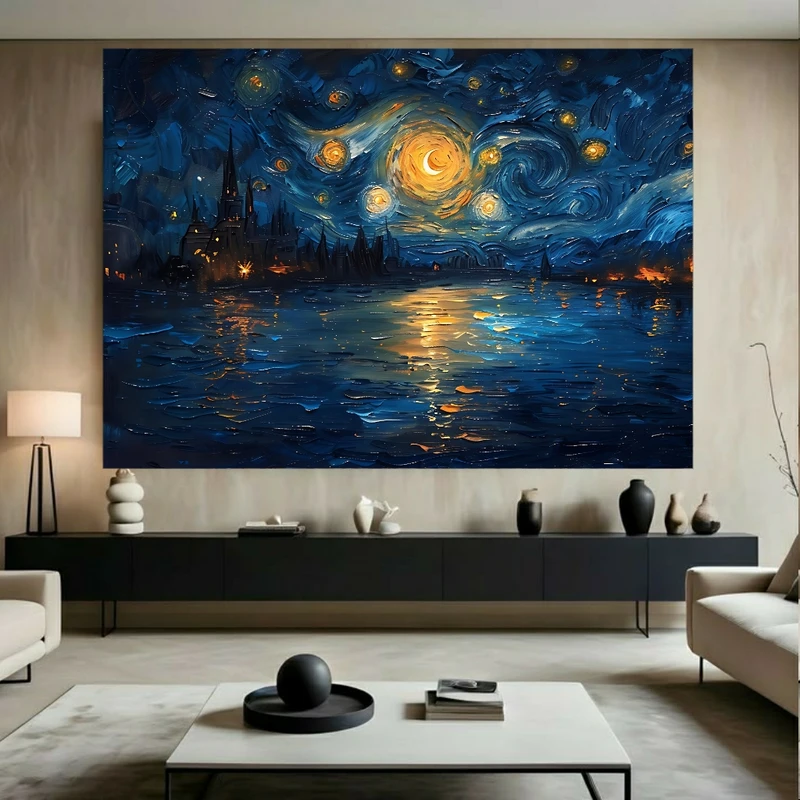 پوستر طرح شب پر ستاره ونگوگ مدل دریا کد BK24243