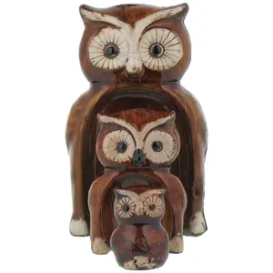 مجسمه دنیا دکوری سرمد مدل جغد تودلی  کد 11 مجموعه 3 عددی