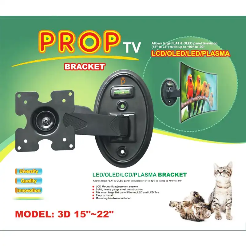 پایه دیواری تلویزیون پروپ مدل 3D-1522 مناسب برای مانیتور 15تا22 اینچ