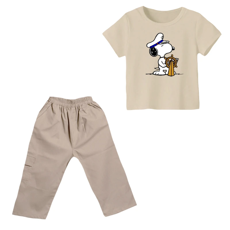 ست تی شرت و شلوارک پسرانه مدل اسنوپی کد ۳۹