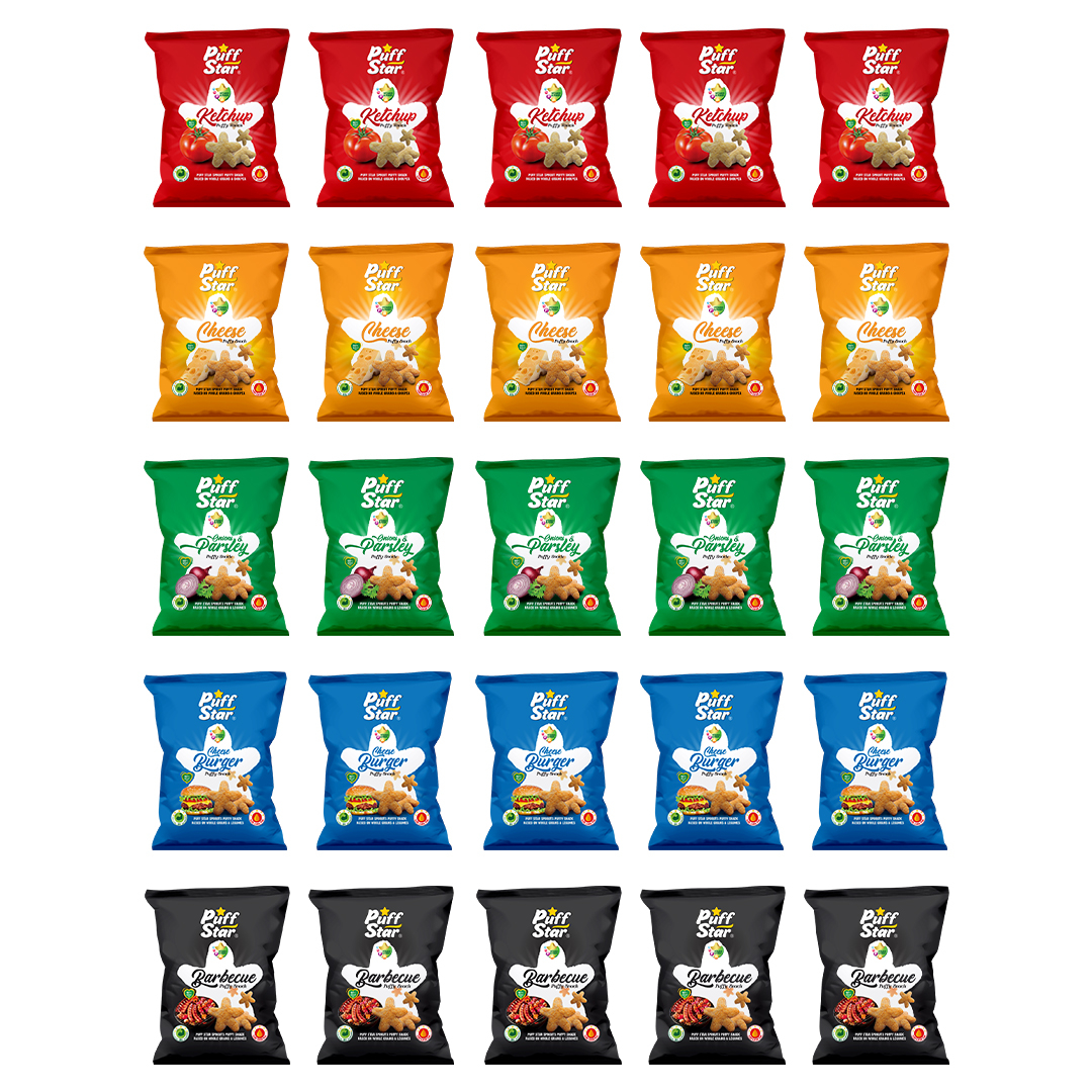 پک اسنک چهارجوانه پف استار - 50 گرم بسته 25 عددی