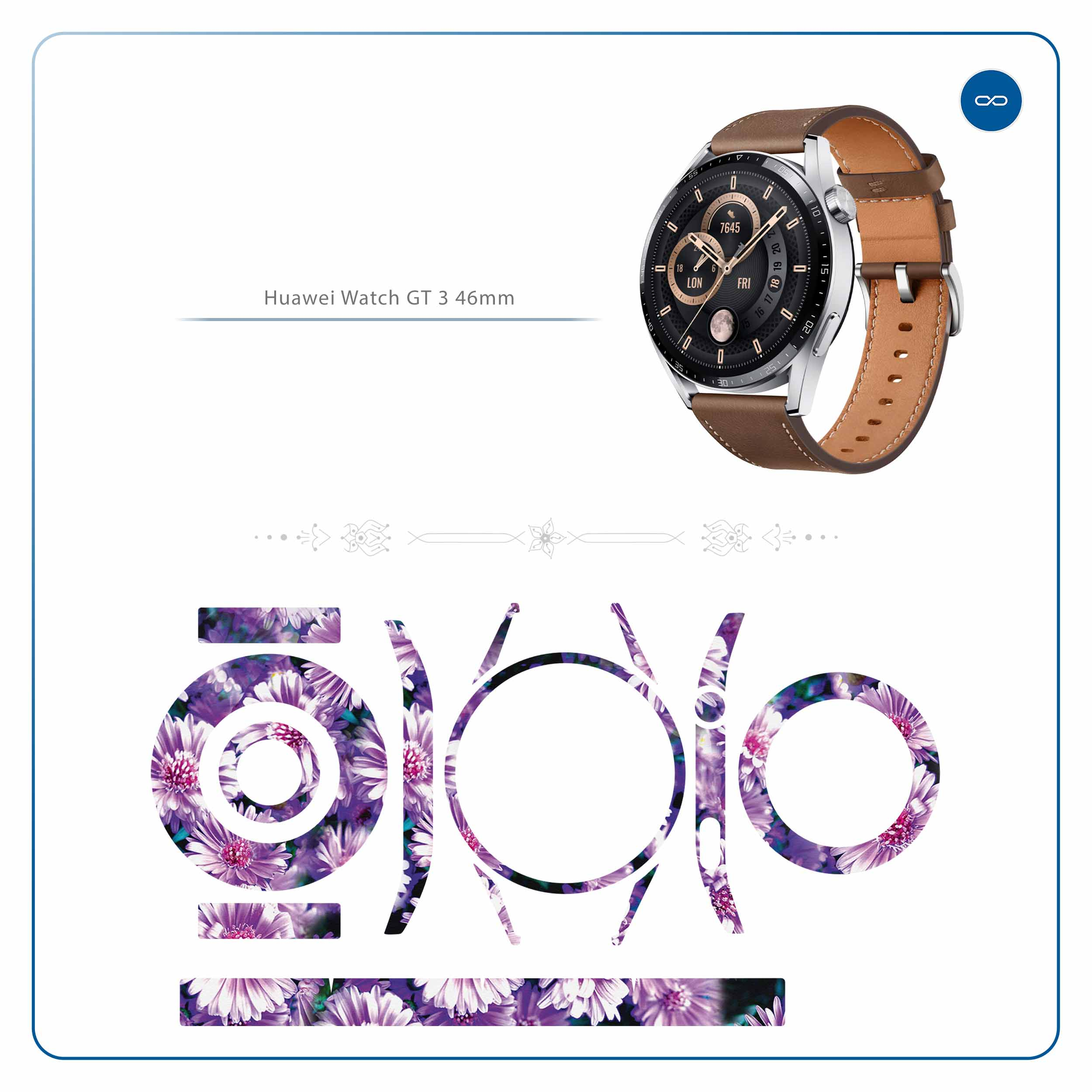 برچسب ماهوت طرح Purple-Flower مناسب برای ساعت هوشمند هوآوی Watch GT 3 46mm