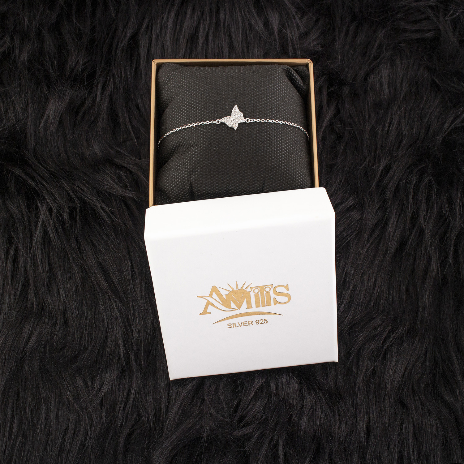 دستبند نقره زنانه آمیتیس مدل پروانه کد AMT-D037