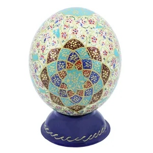 تخم شتر مرغ تزیینی چرم حریر مدل S006