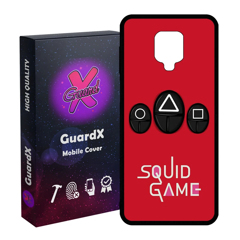 کاور گارد ایکس طرح Squid Game مدل Glass10401 مناسب برای گوشی موبایل شیائومی Redmi Note 9S / Note 9 Pro / Note 9 Pro Max