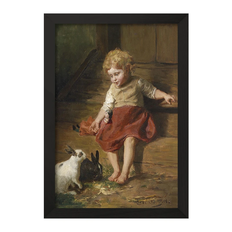 تابلو خندالو مدل نقاشی مادر عروسک اثر فلیکس شلزینگر کد F12304