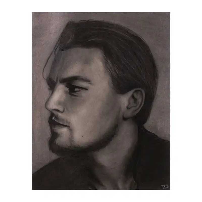 نقاشی سیاه قلم مدل لئوناردو دیکاپریو کد 01