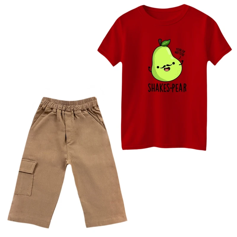 ست تی‌شرت و شلوارک پسرانه مدل گلابی کد 3