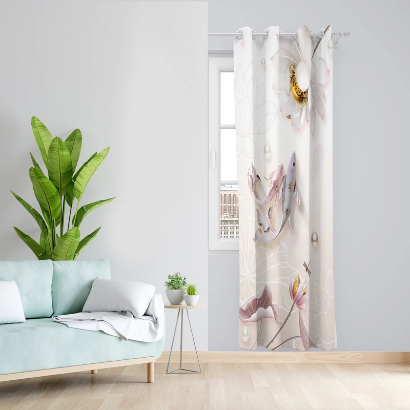 پرده طرح ماهی مدل مخمل پانچی کد 2454 z سایز 140x200 سانتی متر