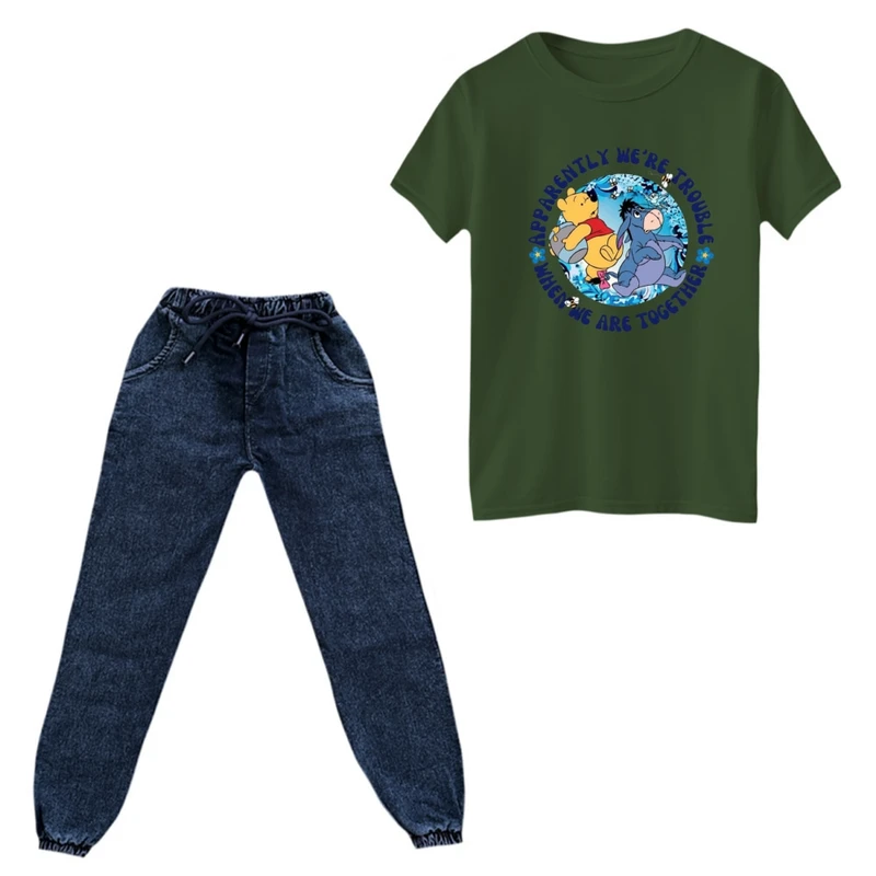 ست تی‌شرت آستین کوتاه و شلوار پسرانه مدل پوو