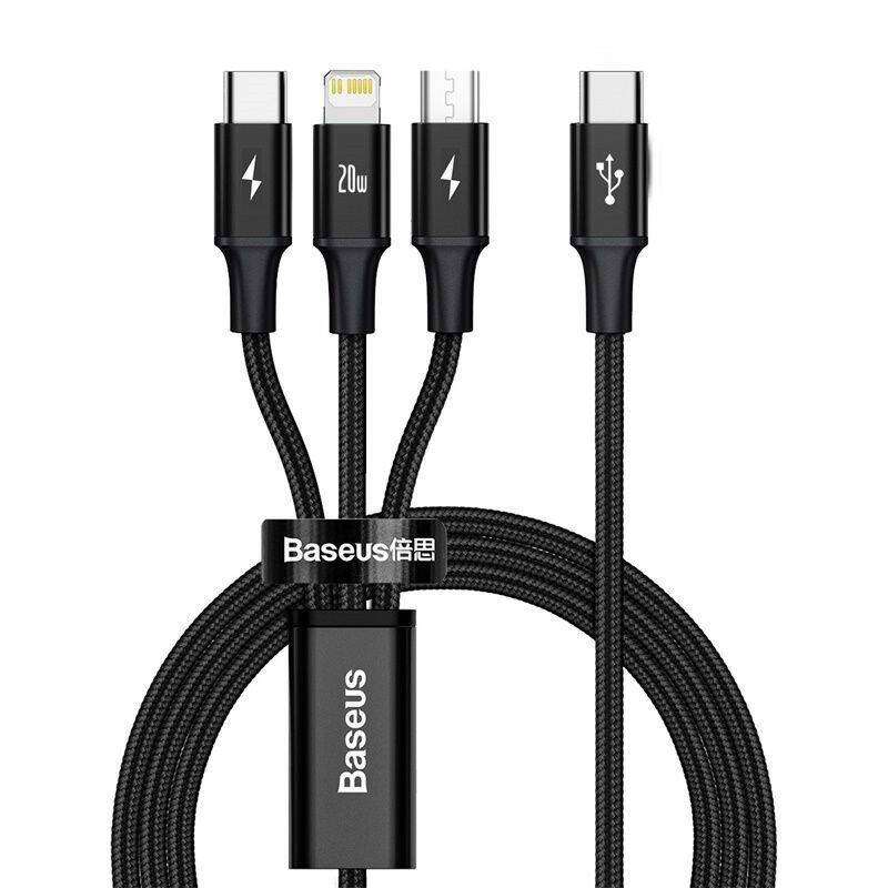 کابل تبدیل USB-C به لایتنینگ/USB-C/microUSB باسئوس مدل Rapid Series طول 1.5 متر