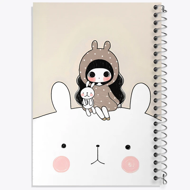 دفتر نقاشی 50 برگ خندالو طرح دختر و خرگوش کیوت کد N5303