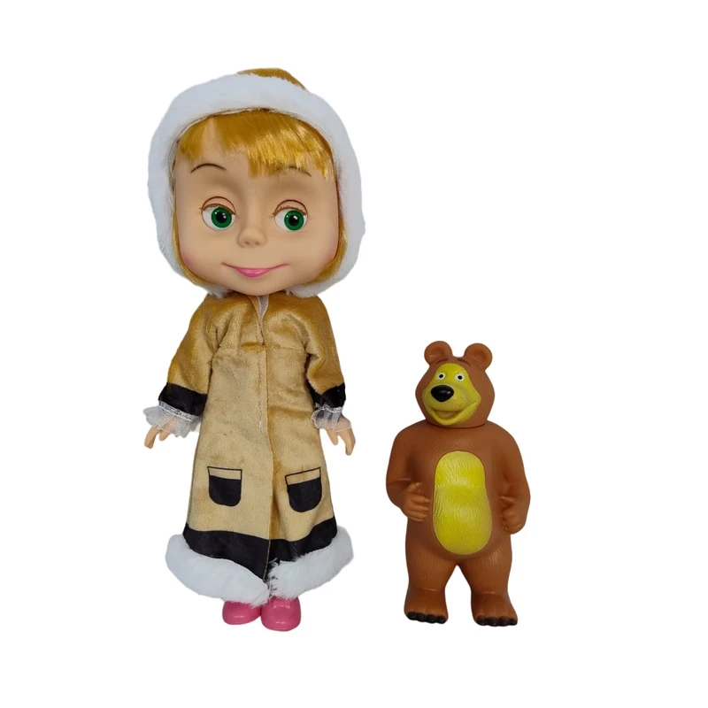 عروسک مدل ماشا و میشا ارتفاع 28 سانتی‌متر مجموعه 2 عددی