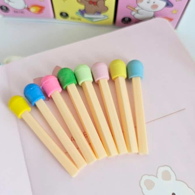 پاک کن مدل چوب کبریتی طرح گوسفند بسته 8 عددی