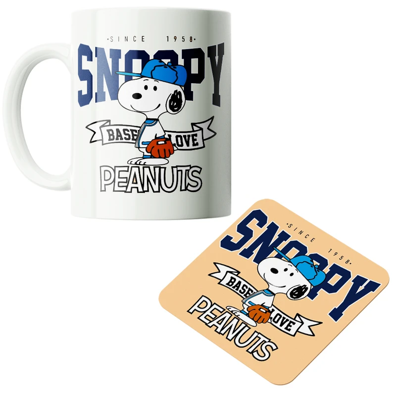 ماگ پاد آفرین مدل کارتونی اسنوپی کد PZ276 به همراه زیرلیوانی